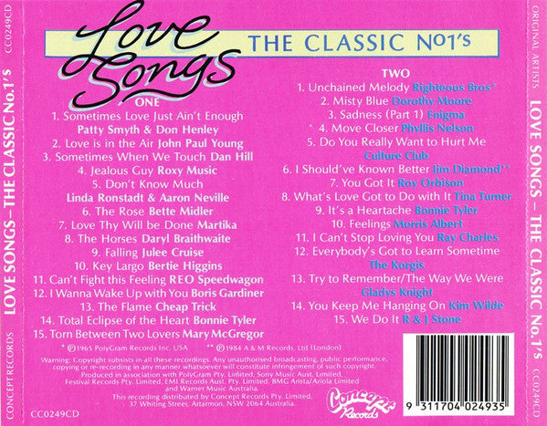 Various : Love Songs - The Classic No.1's (2xCD, Comp)