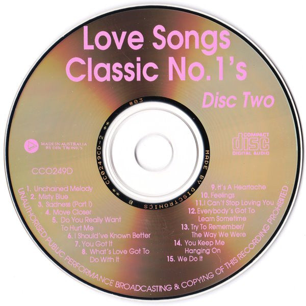Various : Love Songs - The Classic No.1's (2xCD, Comp)