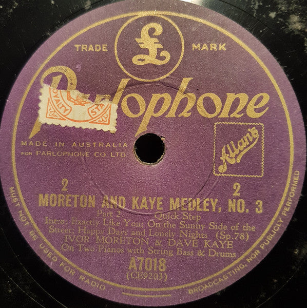 Ivor Moreton And Dave Kaye : Moreton and Kaye Medley No.3 (Shellac, 10", RP)