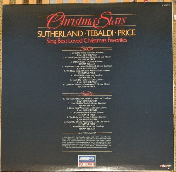 Joan Sutherland, Leontyne Price, Renata Tebaldi : Christmas Stars (LP, Comp)