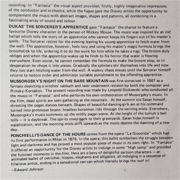 Stokowski* * Camarata* * Herrmann* * Black* : Music From Walt Disney's Fantasia (LP, Comp, Club, RE)