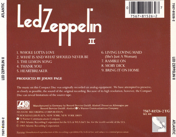 Led Zeppelin : Led Zeppelin II (CD, Album, RE)