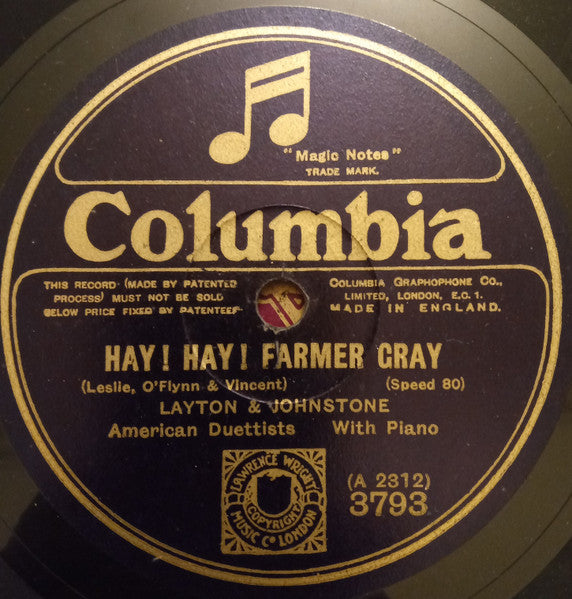 Layton And Johnstone : Hay ! Hay ! Farmer Gray / Paddlin' Madelin' Home (Shellac, 10", 80 RPM)