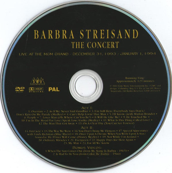 Barbra Streisand : The Concert (Live At The MGM Grand - December 31, 1993 / January 1,1994) (DVD-V, PAL)