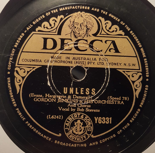 Gordon Jenkins & His Orchestra And Chorus* : Blue Evening / Unless (Shellac, 10", Single)