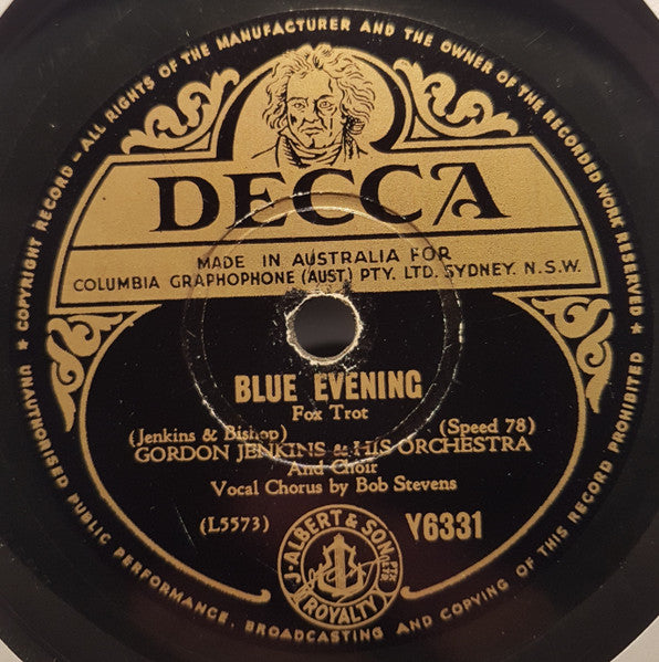 Gordon Jenkins & His Orchestra And Chorus* : Blue Evening / Unless (Shellac, 10", Single)