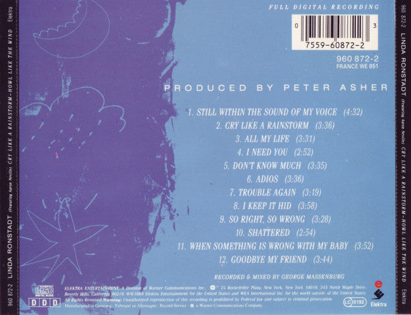 Linda Ronstadt Featuring Aaron Neville : Cry Like A Rainstorm - Howl Like The Wind (CD, Album)