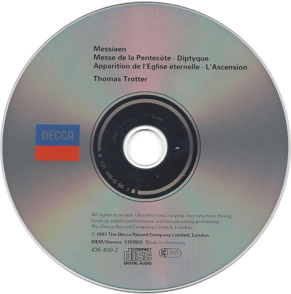 Thomas Trotter : Messiaen - Messe De La Pentecôte / Diptyque / Apparition de L’église éternelle / L'Ascension (CD)