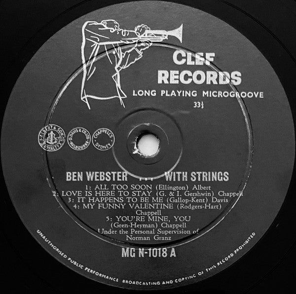 Ben Webster With Strings : Music For Loving (LP, Album)
