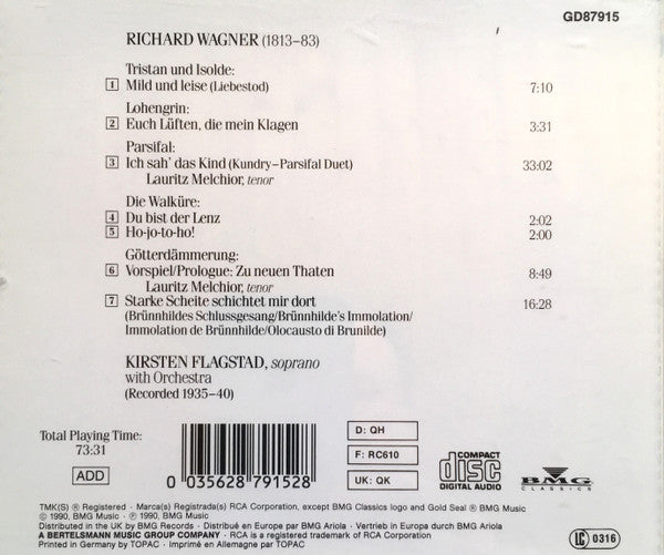 Kirsten Flagstad : Wagner* Arias • Duets With Melchior* : Kirsten Flagstad: Wagner: Arias • Duets With Melchior (CD, Comp, RE)