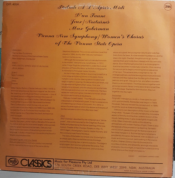 Debussy*, Max Goberman, The Vienna New Symphony, Women's Chorus Of The Vienna State Opera* : Prelude A L'Apres-Midi D'Un Faune / Jeux / Nocturnes (LP)