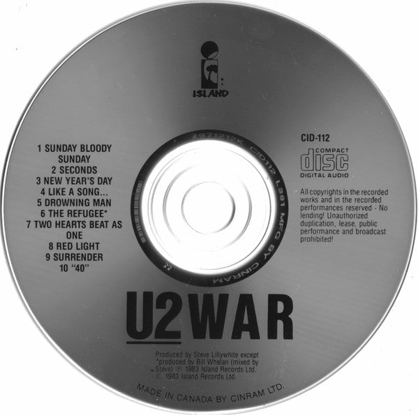 U2 : War (CD, Album, RE, RP)