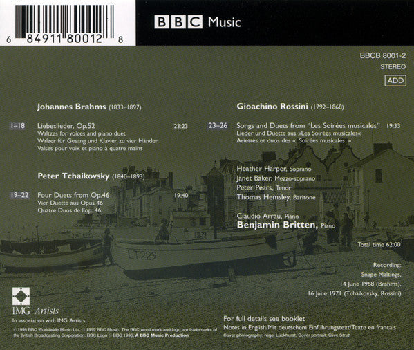 Johannes Brahms - Pyotr Ilyich Tchaikovsky - Gioacchino Rossini, Heather Harper · Janet Baker · Peter Pears · Thomas Hemsley · Claudio Arrau · Benjamin Britten : Liebeslieder Waltzes - Songs & Duets (CD, Album, RM, 20 )