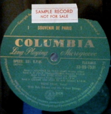 Rene Paul With Bob Gibson's Velvet Strings : Souvenir De Paris (10")