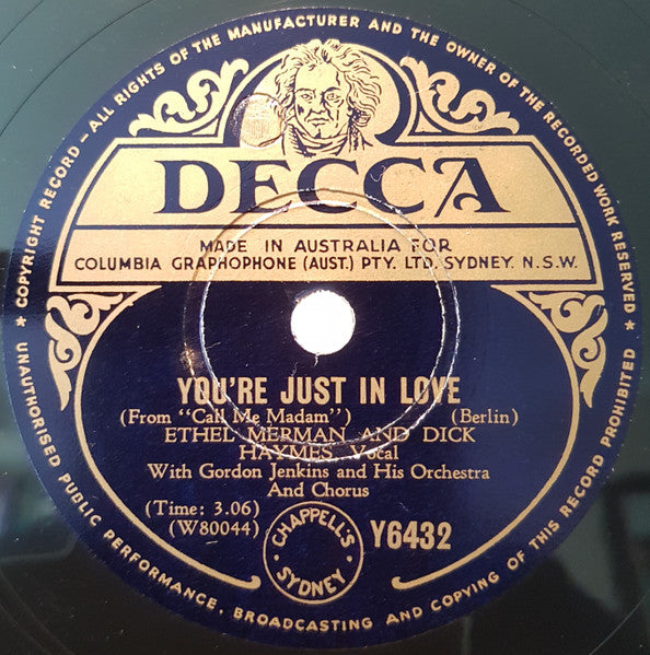 Ethel Merman, Dick Haymes / Ethel Merman With  Gordon Jenkins and his Orchestra and Chorus : You're Just In Love / Washington Square Dance (Shellac, 10")