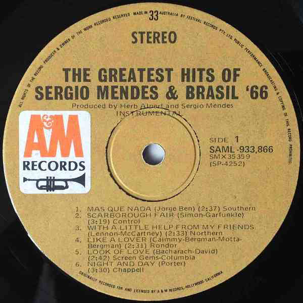 Sérgio Mendes & Brasil '66 : Greatest Hits (LP, Comp)