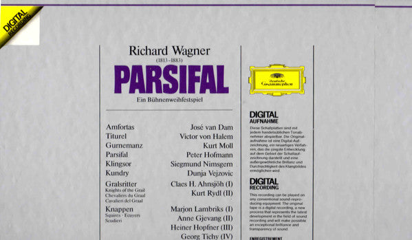 Richard Wagner, Peter Hofmann • Dunja Vejzović • Kurt Moll • José van Dam • Siegmund Nimsgern • Victor von Halem, Chor Der Deutschen Oper Berlin, Berliner Philharmoniker, Herbert von Karajan : Parsifal (5xLP, Album + Box)