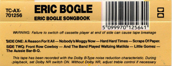 Eric Bogle : The Eric Bogle Songbook (Cass, Comp, Dol)
