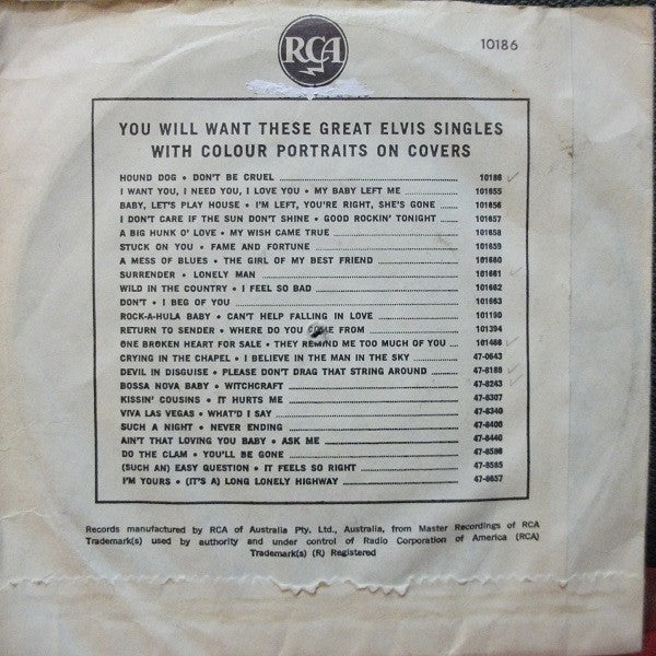Elvis Presley : Hound Dog / Don't Be Cruel (7", Single, Mono, RE, S/Edition)