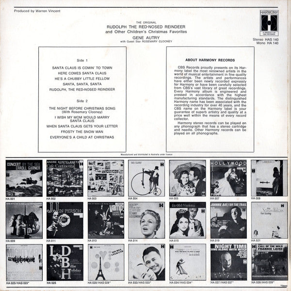 Gene Autry, Rosemary Clooney : The Original Rudolph The Red-Nosed Reindeer And Other Children's Christmas Favorites (LP)