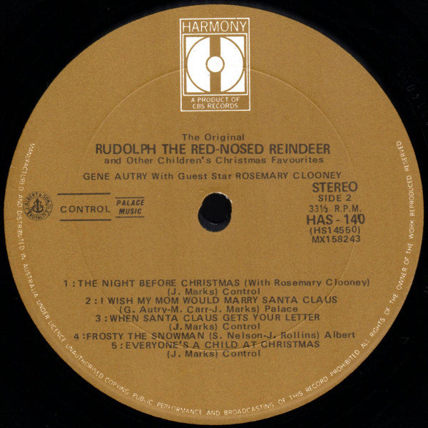 Gene Autry, Rosemary Clooney : The Original Rudolph The Red-Nosed Reindeer And Other Children's Christmas Favorites (LP)
