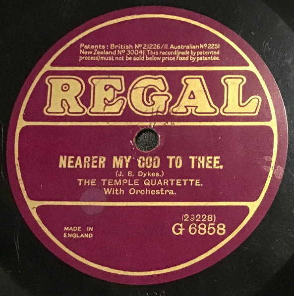 The Temple Quartette : Safe In The Arms Of Jesus / Nearer My God To Thee (Shellac, 10", RP)