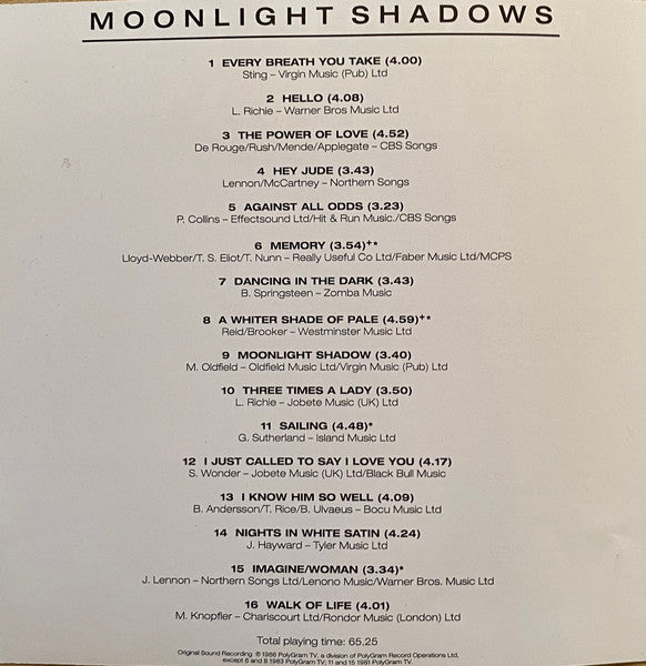 The Shadows : Moonlight Shadows (CD, Album, Comp, RE)