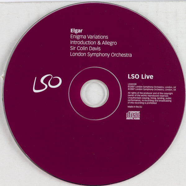 Elgar*, Sir Colin Davis, London Symphony Orchestra : Enigma Variations / Introduction & Allegro For Strings (CD, Album)