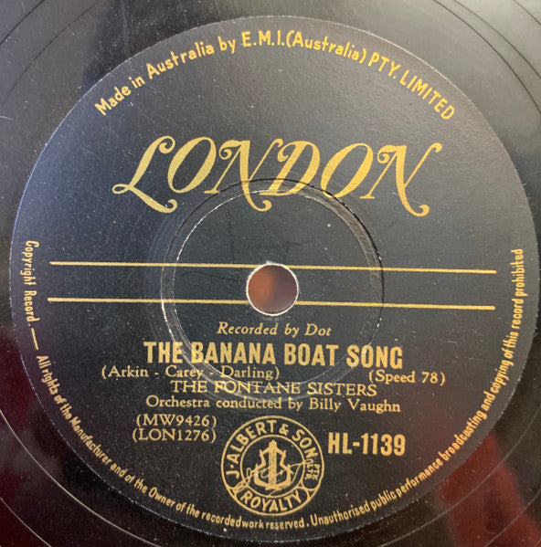 The Fontane Sisters : The Banana Boat Song (Shellac, 10")