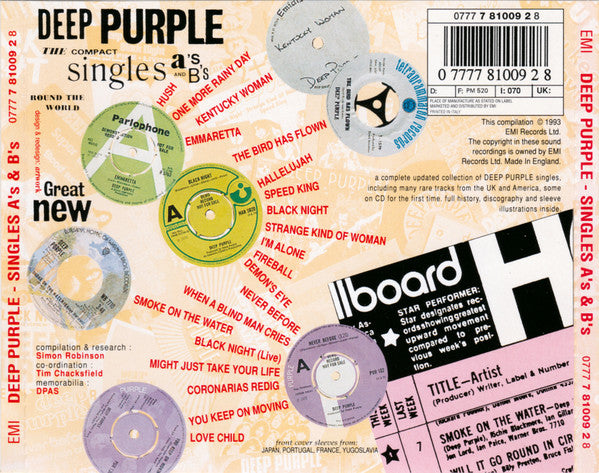 Deep Purple : Singles A's & B's (CD, Comp, RE)