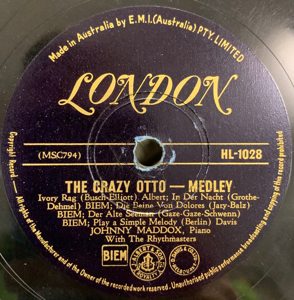 Johnny Maddox (2) With The Rhythmasters : The Crazy Otto-Medley / Humoresque (Shellac, 10")