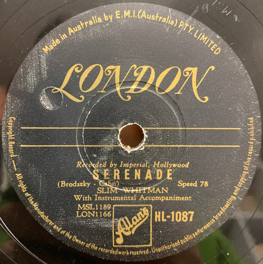 Slim Whitman : Serenade / I Talk To The Waves (Shellac, 10")