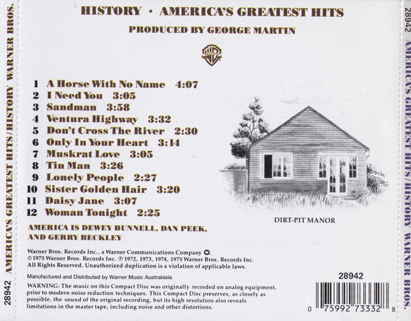 America (2) : History • America's Greatest Hits (CD, Comp, RE)