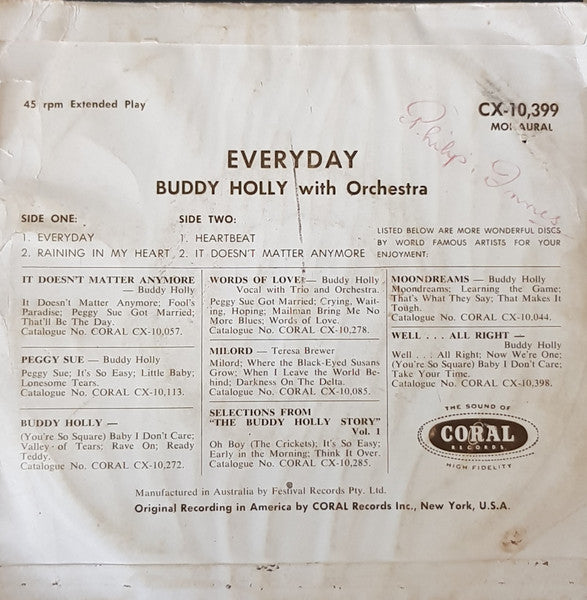 Buddy Holly : Everyday (7", EP)