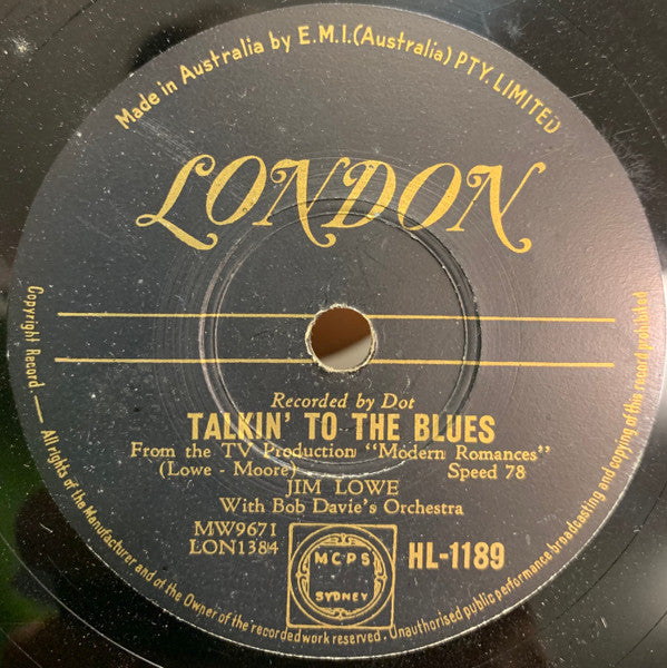 Jim Lowe (2) : Four Walls / Talkin' To The Blues (Shellac, 10")