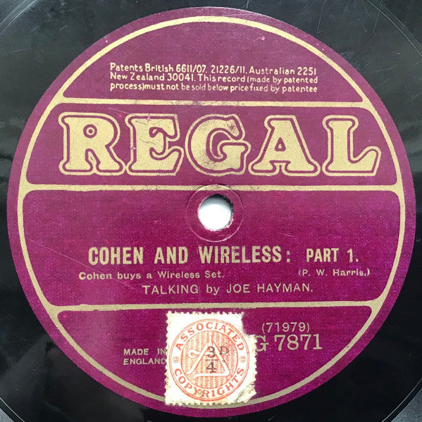 Joe Hayman (2) : Cohen And Wireless (Shellac, 10")