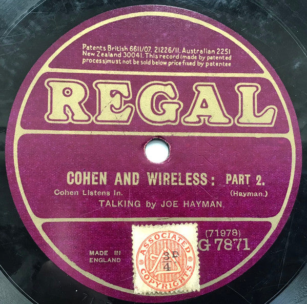 Joe Hayman (2) : Cohen And Wireless (Shellac, 10")