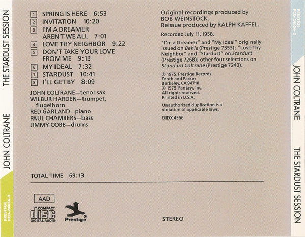 John Coltrane : The Stardust Session (CD, Comp, RE)