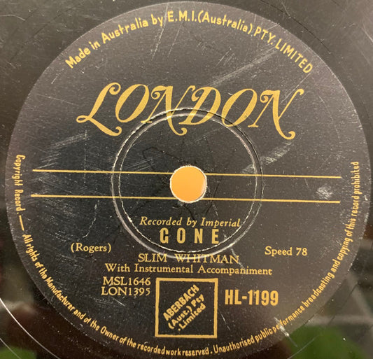 Slim Whitman : Gone / An Amateur In Love (Shellac, 10")