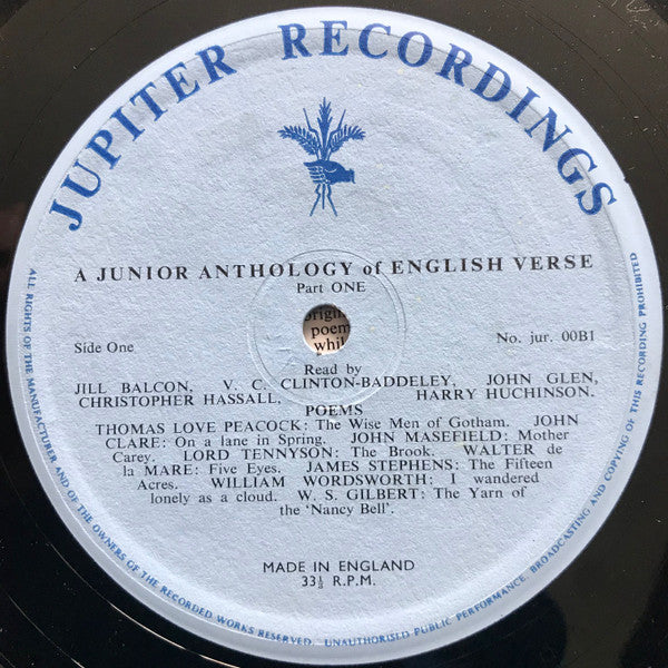 Various : A Junior Anthology Of English Verse Part 1 (10")