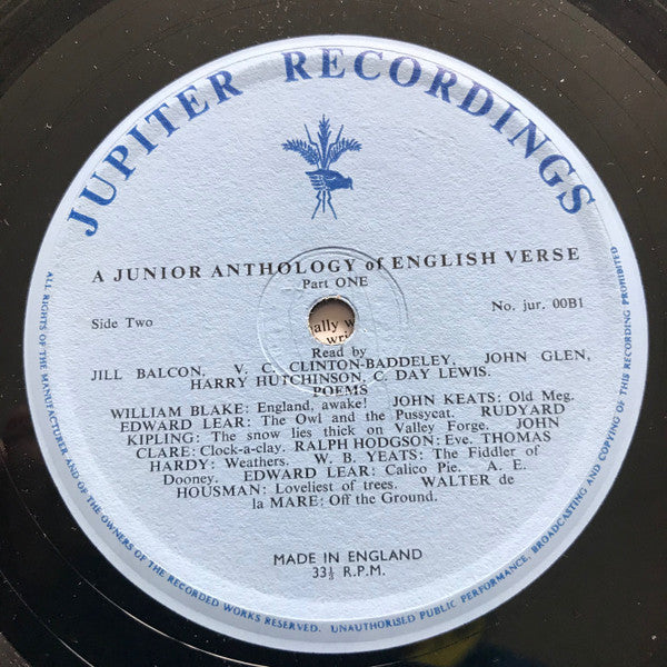 Various : A Junior Anthology Of English Verse Part 1 (10")