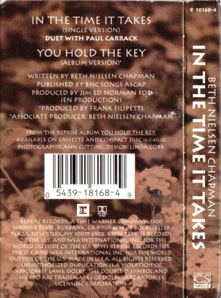 Beth Nielsen Chapman Duet With Paul Carrack : In The Time That It Takes (Cass, Single)
