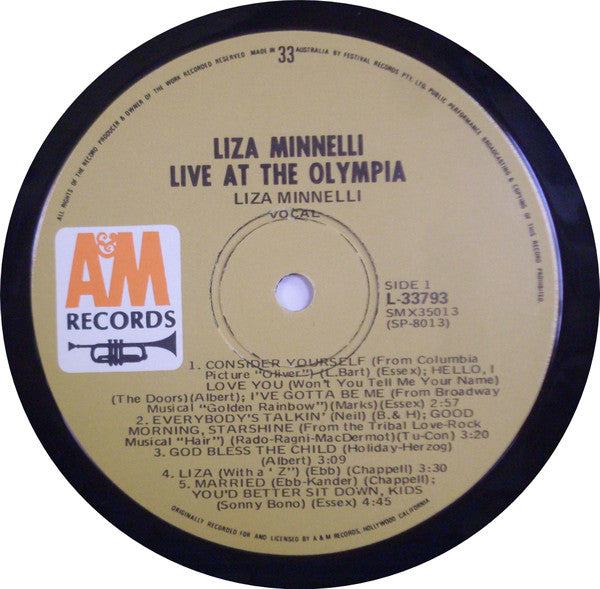 Liza Minnelli : Live At Olympia (LP, Album)