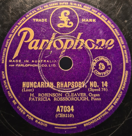 H. Robinson Cleaver And Patricia Rossborough : Hungarian Rhapsody, No.14 / Humoreske (Shellac, 10", RP)