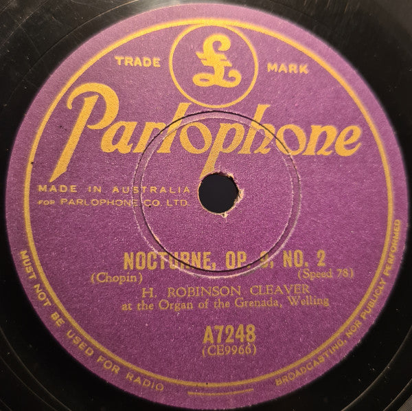 H. Robinson Cleaver : Nocturne, Op. 9, No.2 / Moonlight And Roses (Shellac, 10", RP)