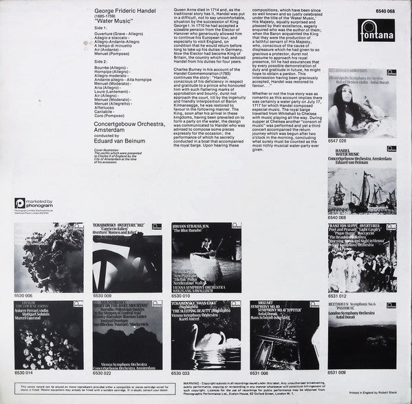 Handel* / Concertgebouw Orchestra Of Amsterdam*, Eduard Van Beinum* : Water Music (LP, RE)