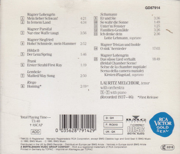 Wagner*, Schumann*, Lauritz Melchior : Arias - Duets With Flagstad & Lehman (CD, Comp, RM)