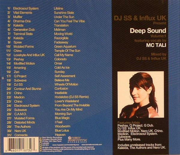 DJ SS & Influx UK Featuring Tali : Deep Sound Volume:1 (CD, Comp, Mixed)