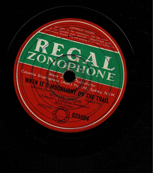 Shirley Thoms : When It's Moonlight On The Trail / My Star In The Sky (Shellac, 10")