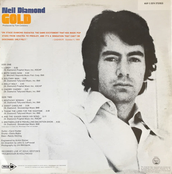 Neil Diamond : Gold (LP, Album, RE)